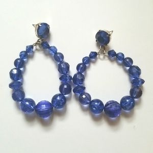Blue Beaded Dangly Earrings
